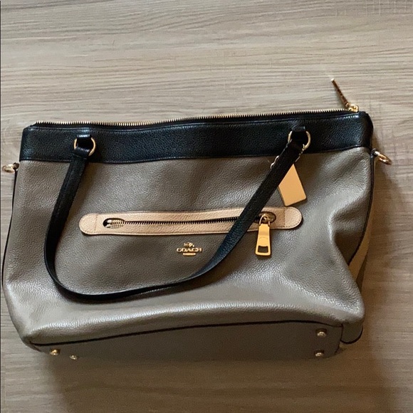 coach tri-color leather tote bag - Picture 1 of 3